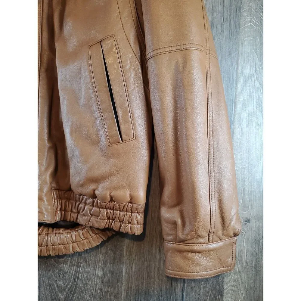 Vintage Bally Brown Leather Bomber‎ Jacket Size 40 Medium M RESTORED